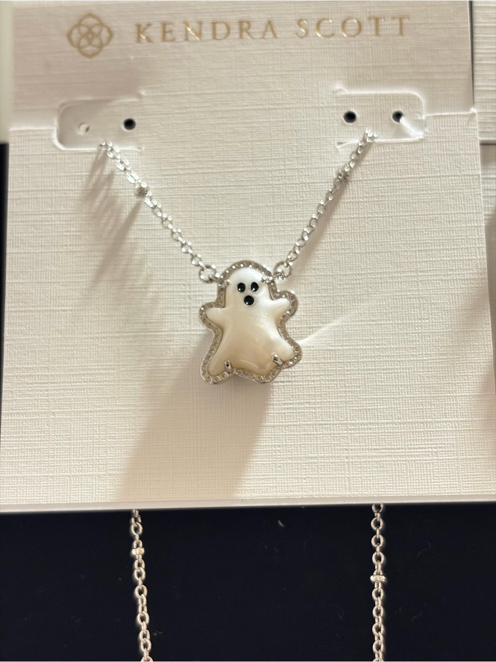 Kendra Scott Silver Ghost Charm Necklace and Hoop Earrings - Silver - Picture 2 of 4
